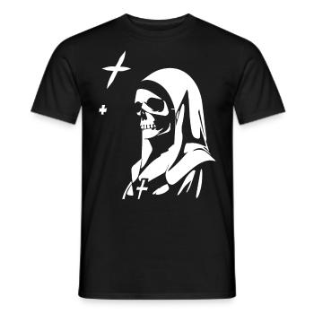 Embrace the Darkness Satanic Nun, Occult, Gothic - Men's T-Shirt - black - Front - AI Model Male 178 light (178cm)