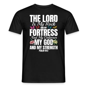 Religious Inspirational Bible Verse Gift - Men's T-Shirt - black - Front - AI Model Male 178 light (178cm)