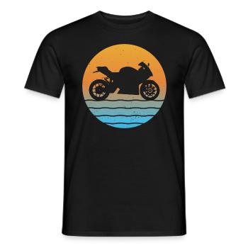 Sunset Motorcycle Biker Motorcyclist Motorsport - Men's T-Shirt - black - Front - AI Model Male 178 light (178cm)