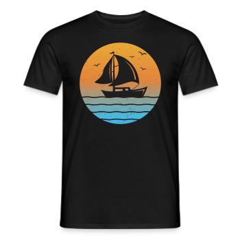 Sunset Sailor Sailboat Sailing Ship Captain - Men's T-Shirt - black - Front - AI Model Male 178 light (178cm)