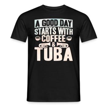 Tuba Kaffee und Tuba Geschenk - Männer T-Shirt - Schwarz - Vorne - AI Model Male 178 light (178cm)
