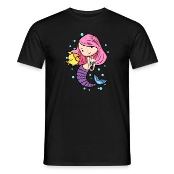 Mignonne Sirène Fille Femme Maman Anniversaire Sirène - T-shirt homme - noir - Devant - AI Model Male 178 light (178cm)