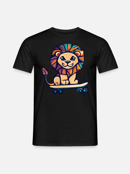Cubist lion on skateboard - Men's T-Shirt - black