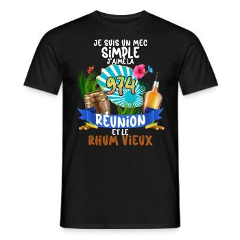 Cadeau île De La Réunion Et Rhum Vieux Homme 974 - T-shirt homme - noir - Devant - AI Model Male 178 light (178cm)