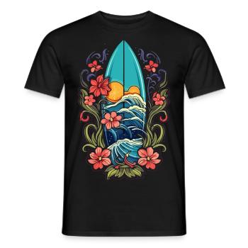 Surf Vibes: Vintage Retro Surfing Illustration - Men's T-Shirt - black - Front - AI Model Male 178 light (178cm)