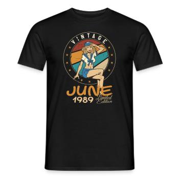 Vintage 1989 - Born In June 1989 - Männer T-Shirt - Schwarz - Vorne - AI Model Male 178 light (178cm)