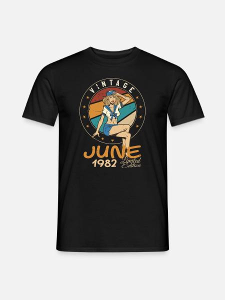 Vintage 1982 - Born In June 1982 - Männer T-Shirt - Schwarz