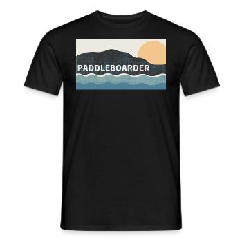 Paddleboarder Sunset - Men's T-Shirt - black - Front - AI Model Male 178 light (178cm)