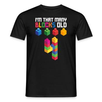 Blockgebäude Geburtstagsdesign Für 4 Jahre Junge - Men's T-Shirt - black - Front - AI Model Male 178 light (178cm)