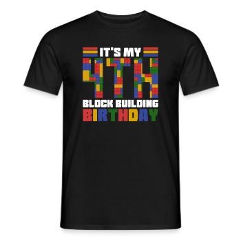 Blockgebäude 4 Jahre Design Für Little Brick - Men's T-Shirt - black - Front - AI Model Male 178 light (178cm)