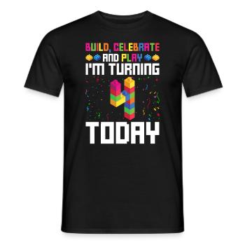 Spielzeugblöcke Geburtstag für Blockbau 4. - T-shirt homme - noir - Devant - AI Model Male 178 light (178cm)