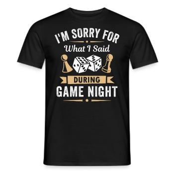 Tut mir leid für das, was ich während des Spieleabends gesagt habe - Männer T-Shirt - Schwarz - Vorne - AI Model Male 178 light (178cm)