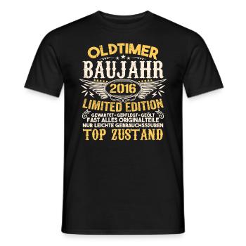 Original 2016 Jahrgang Retro Geburtstag Vintage - Männer T-Shirt - Schwarz - Vorne - AI Model Male 178 light (178cm)