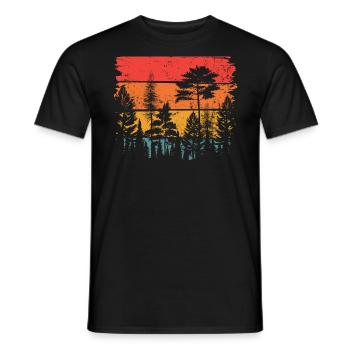 In the woods at sunrise - Men's T-Shirt - black - Front - AI Model Male 178 light (178cm)
