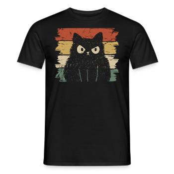 Angry cat in vintage - Men's T-Shirt - black - Front - AI Model Male 178 light (178cm)