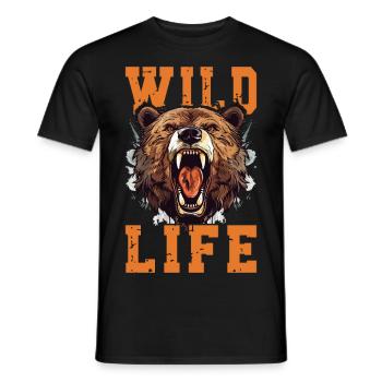 Bear Grizzly Bear Roars Bear Head Nature Wilderness Wild - Men's T-Shirt - black - Front - AI Model Male 178 light (178cm)