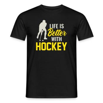 Field Hockey Hockey Player Sports - Men's T-Shirt - black - Front - AI Model Male 178 light (178cm)