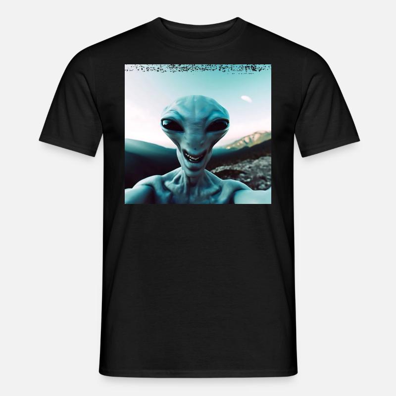Alien Selfie in den Bergen - Männer T-Shirt - Schwarz
