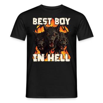 Dog Greek mythology Cerberus Hellhound - Men's T-Shirt - black - Front - AI Model Male 178 light (178cm)