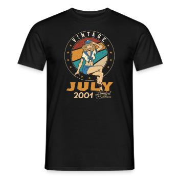 Juillet 2001 Juillet Cadeau d’anniversaire Juillet 2001 - T-shirt homme - noir - Devant - AI Model Male 178 light (178cm)