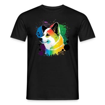 Akita Inu Hund Bunte Farben Regenbogen Kunst - Männer T-Shirt - Schwarz - Vorne - AI Model Male 178 light (178cm)