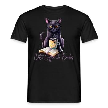 Livres de café pour chats Katzen Kaffee Bücher - T-shirt homme - noir - Devant - AI Model Male 178 light (178cm)