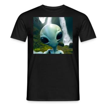 Alien Selfie - Neben dem Wasserfall - Männer T-Shirt - Schwarz - Vorne - AI Model Male 178 light (178cm)
