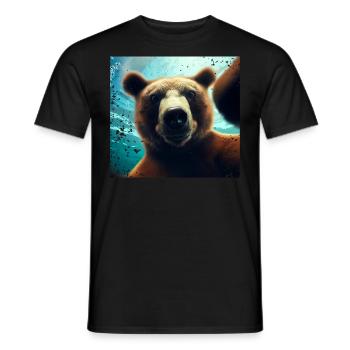 Selfie d’ours dans le royaume sous-marin - T-shirt homme - noir - Devant - AI Model Male 178 light (178cm)