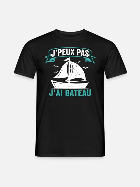 j'peux pas j'ai bateau voilier cadeau capitaine - T-shirt homme - noir