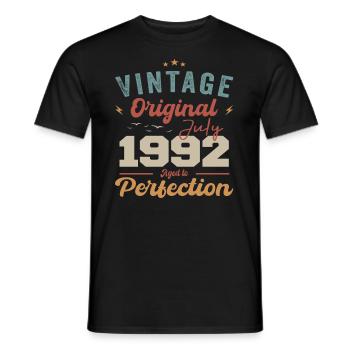 July 1992 Birthday July 1992 Original 1992 July - Men's T-Shirt - black - Front - AI Model Male 178 light (178cm)
