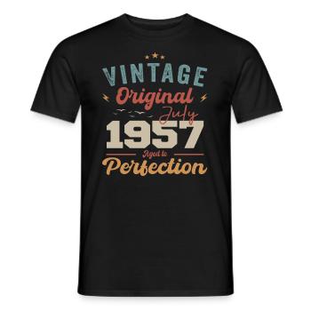 Juillet 1957 Anniversaire Juillet 1957 Original 1957 Juillet - T-shirt homme - noir - Devant - AI Model Male 178 light (178cm)