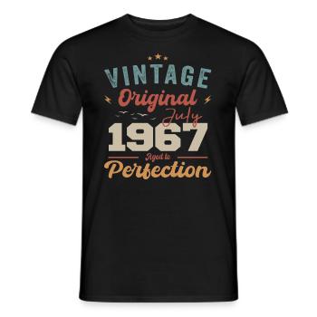 July 1967 Birthday July 1967 Original 1967 July - Men's T-Shirt - black - Front - AI Model Male 178 light (178cm)