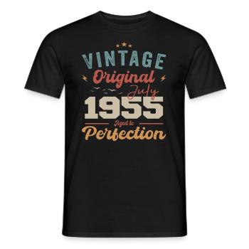 July 1955 Birthday July 1955 Original 1955 July - Men's T-Shirt - black - Front - AI Model Male 178 light (178cm)