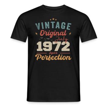 Juillet 1972 Anniversaire Juillet 1972 Original 1972 Juillet - T-shirt homme - noir - Devant - AI Model Male 178 light (178cm)