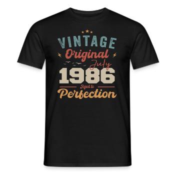 July 1986 Birthday July 1986 Original 1986 July - Men's T-Shirt - black - Front - AI Model Male 178 light (178cm)