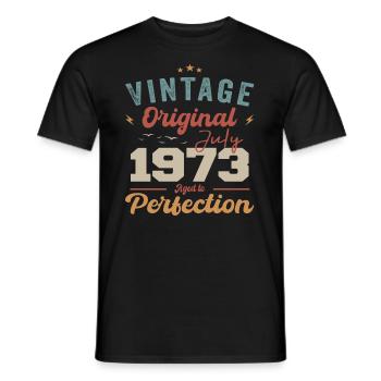 Juillet 1973 Anniversaire Juillet 1973 Original 1973 Juillet - T-shirt homme - noir - Devant - AI Model Male 178 light (178cm)