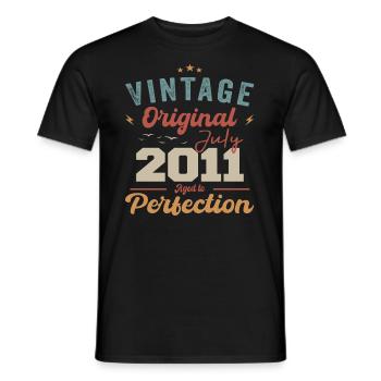 July 2011 Birthday July 2011 Original 2011 July - Men's T-Shirt - black - Front - AI Model Male 178 light (178cm)
