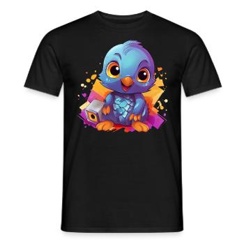 Pigeon bird colorful - Men's T-Shirt - black - Front - AI Model Male 178 light (178cm)