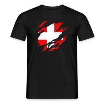 Schweiz Riss /Schweizer - Männer T-Shirt - Schwarz - Vorne - AI Model Male 178 light (178cm)