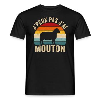 retro j'peux pas j'ai mouton - T-shirt homme - noir - Devant - AI Model Male 178 light (178cm)