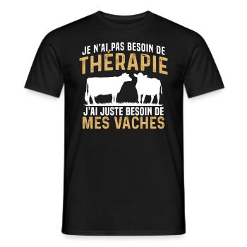 j'ai juste besoin de mes vaches - T-shirt homme - noir - Devant - AI Model Male 178 light (178cm)