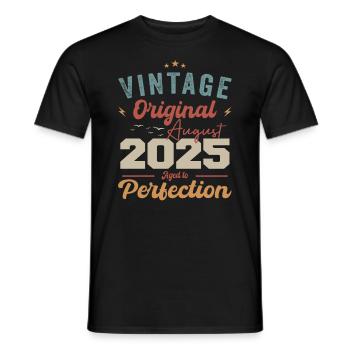 Août 2025 Vintage Vintage Anniversaire Rétro - T-shirt homme - noir - Devant - AI Model Male 178 light (178cm)