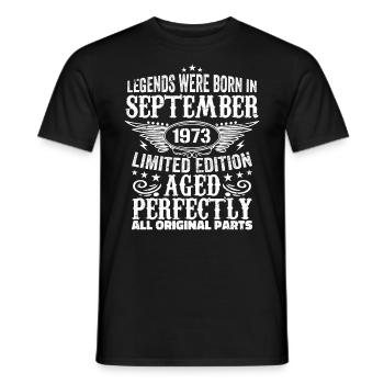 september 1973 Anniversary September 1973 September - Men's T-Shirt - black - Front - AI Model Male 178 light (178cm)
