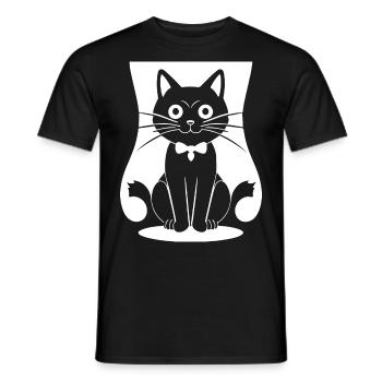 Funny Cat Silhouette Cheeky Fun Cats - Men's T-Shirt - black - Front - AI Model Male 178 light (178cm)