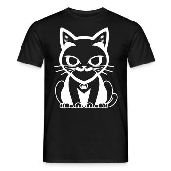 Lustige Katzensilhouette Freche Spaßkatzen - Männer T-Shirt - Schwarz - Vorne - AI Model Male 178 light (178cm)