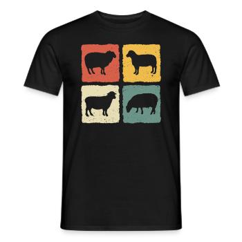 mouton retro moutons - T-shirt homme - noir - Devant - AI Model Male 178 light (178cm)