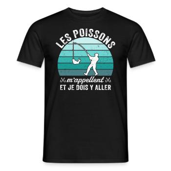 les poissons m'appellent et je dois y aller - T-shirt homme - noir - Devant - AI Model Male 178 light (178cm)