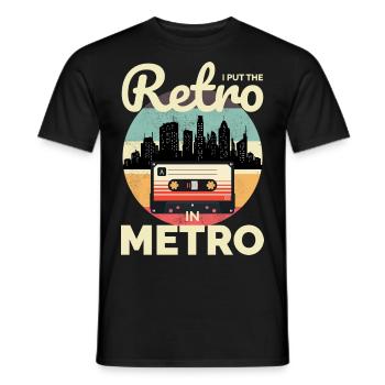 Quand le rétro rencontre le métro : le paysage urbain emblématique des années 80 - T-shirt homme - noir - Devant - AI Model Male 178 light (178cm)
