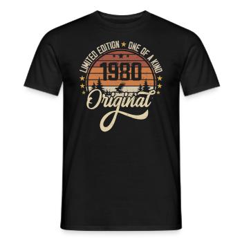 1980 ' s Vintage Vintage rétro cadeau d’anniversaire - T-shirt homme - noir - Devant - AI Model Male 178 light (178cm)