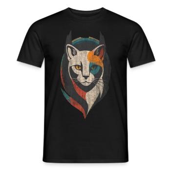 Für Katzenfans Katze Kunst - Männer T-Shirt - Schwarz - Vorne - AI Model Male 178 light (178cm)